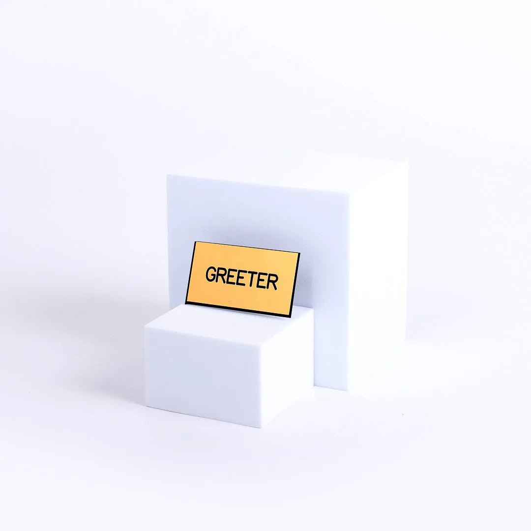 BADGE ENGRAVED GREETER GOLD CLIP