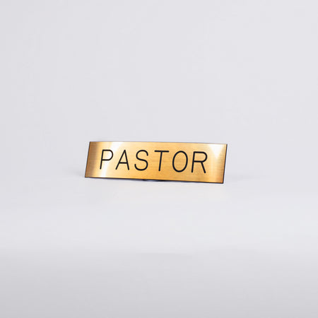 SIGN ENGRAVED PASTOR GOLD ADHESIVE BACK