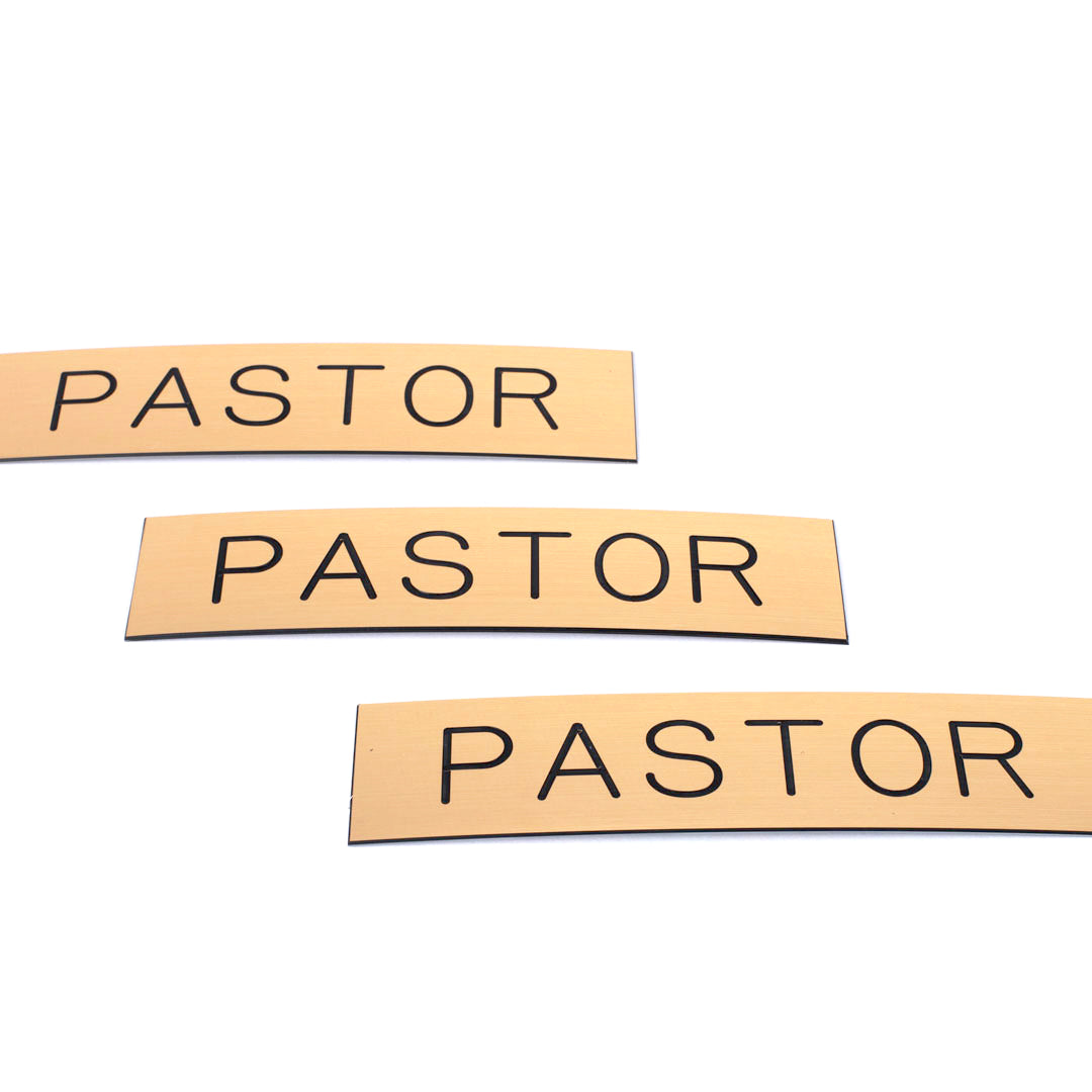 SIGN ENGRAVED PASTOR GOLD ADHESIVE BACK