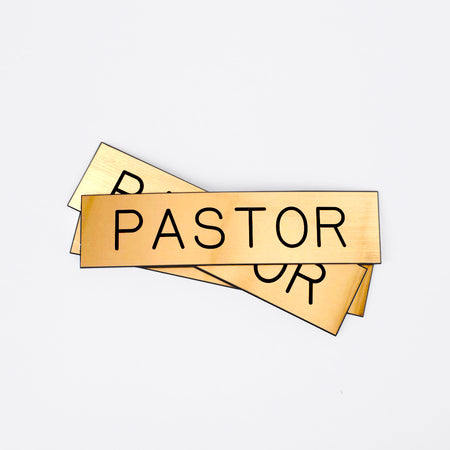 SIGN ENGRAVED PASTOR GOLD ADHESIVE BACK