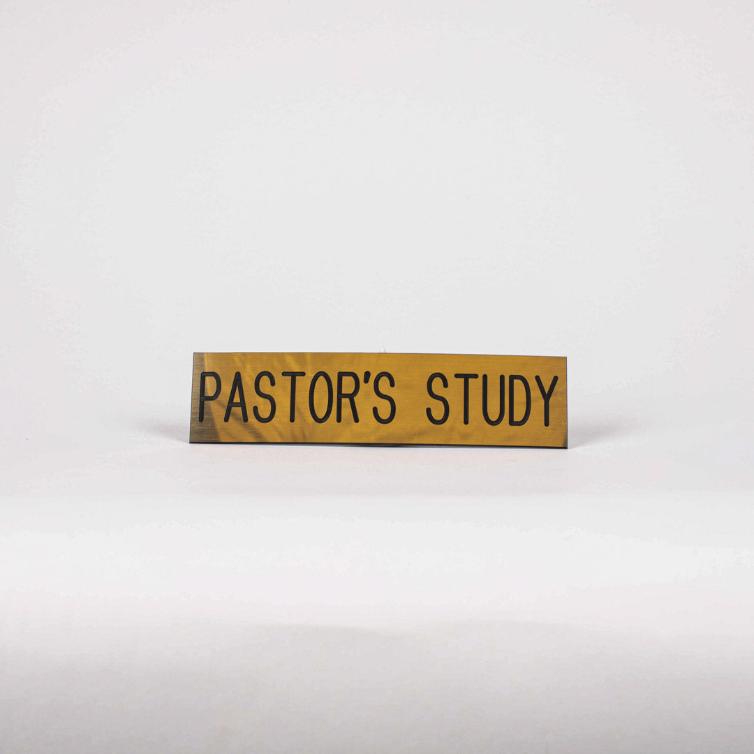 SIGN ENGRAVED PASTOR'S STUDY ADHESIVE BACK GOLD