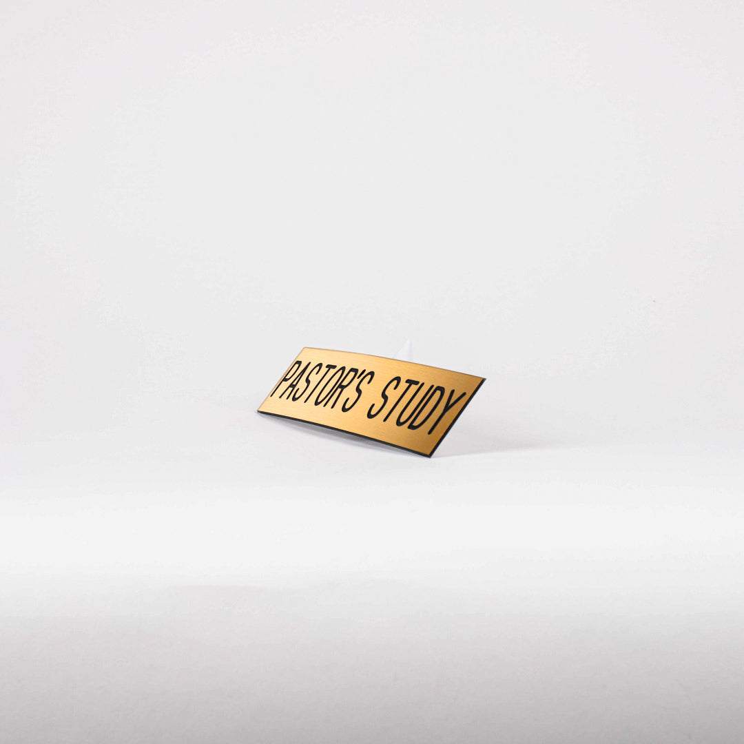 SIGN ENGRAVED PASTOR'S STUDY ADHESIVE BACK GOLD