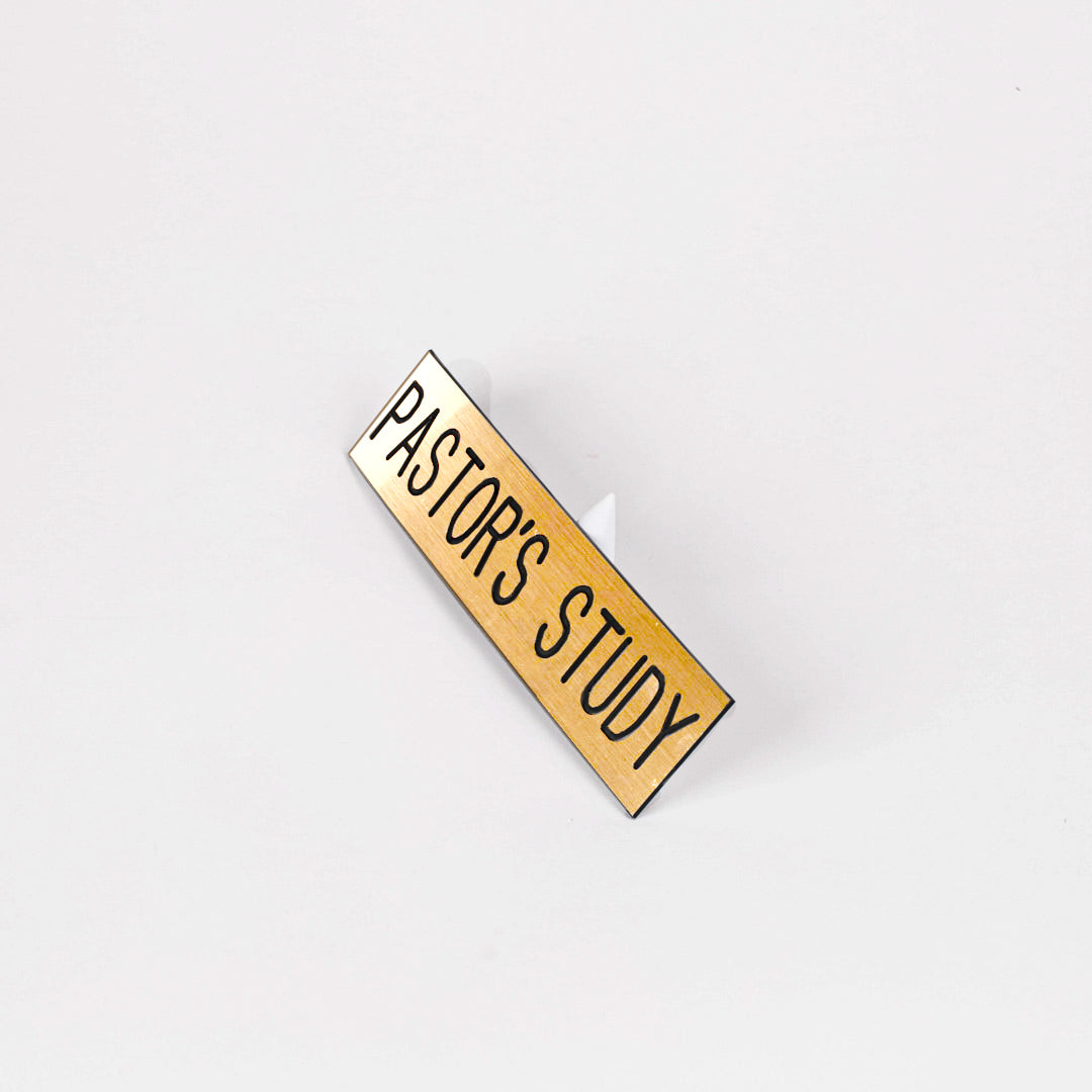 SIGN ENGRAVED PASTOR'S STUDY ADHESIVE BACK GOLD