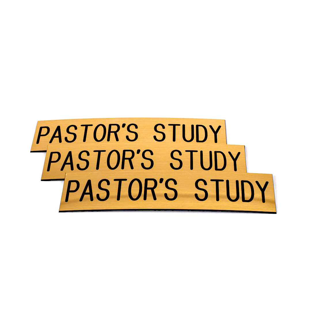 SIGN ENGRAVED PASTOR'S STUDY ADHESIVE BACK GOLD