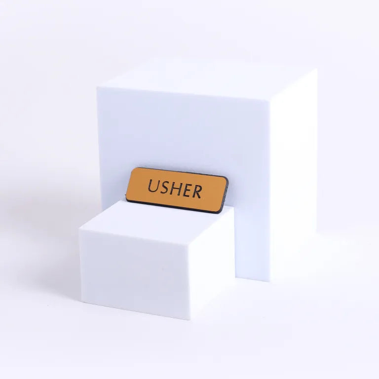 Badge Engraved Contemporary Usher Gold Magnet