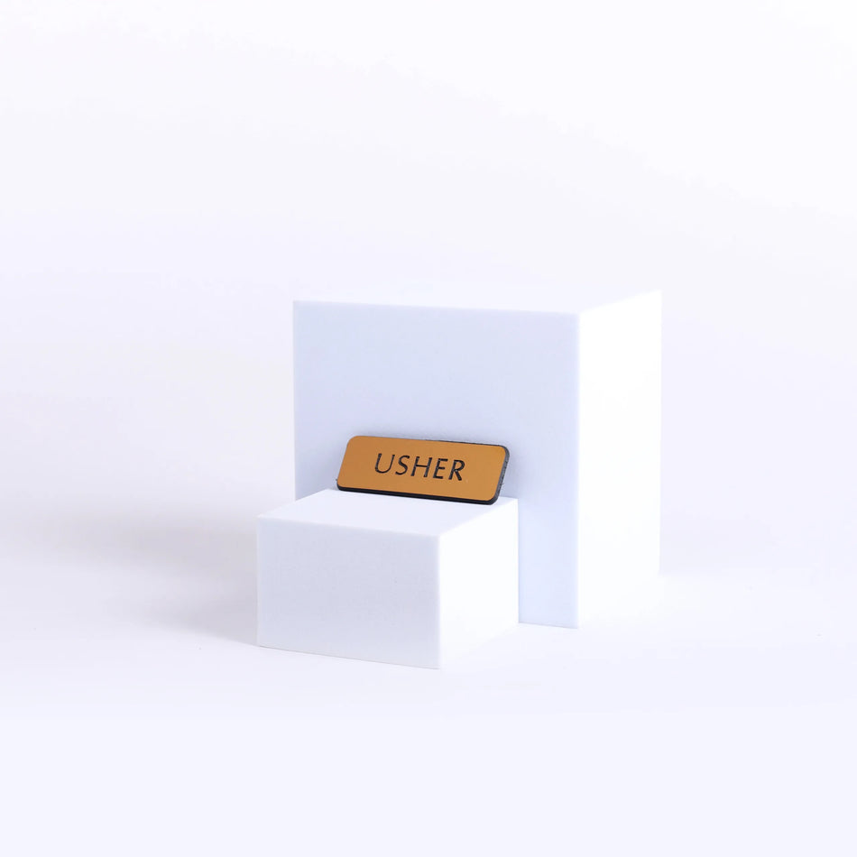 Badge Engraved Contemporary Usher Gold Magnet by Swanson Christian Products, product view 2
