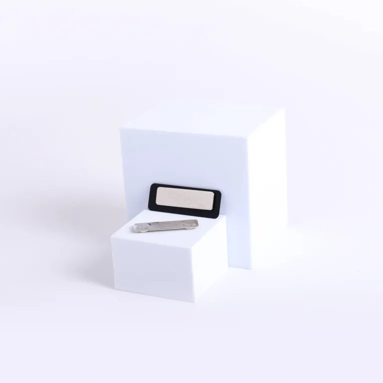 Badge Engraved Contemporary Greeter Silver Magnet