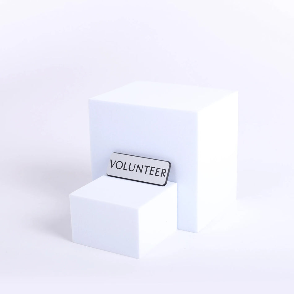 Badge Engraved Contemporary Volunteer Silver Magnet by Swanson Christian Products