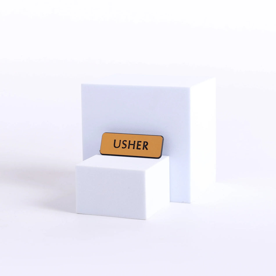 Badge Engraved Contemporary Usher Gold Pin by Swanson Christian Products, product view 2