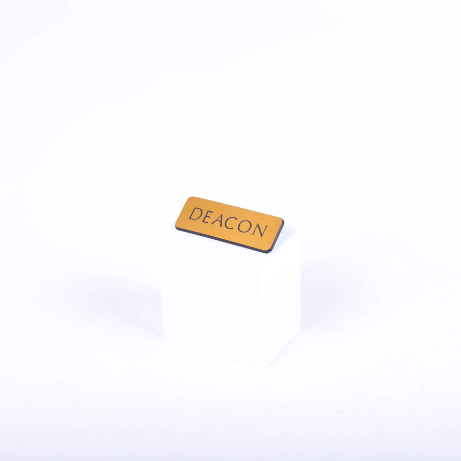Badge Engraved Contemporary Deacon Gold Pin by Swanson Christian Products, product view 2