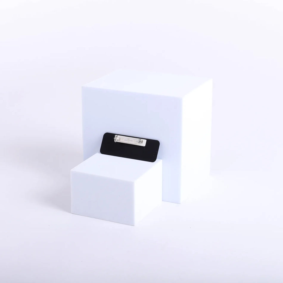 Badge Engraved Contemporary Usher Silver Pin