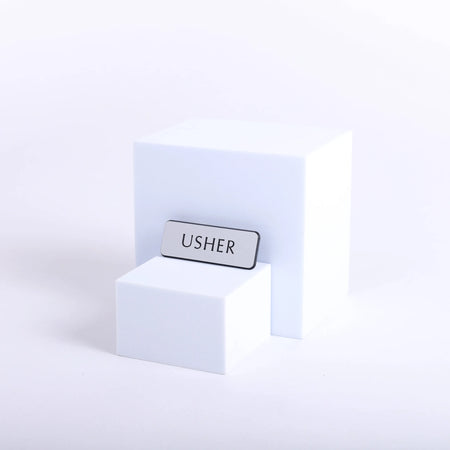 Badge Engraved Contemporary Usher Silver Pin by Swanson Christian Products, product view 2