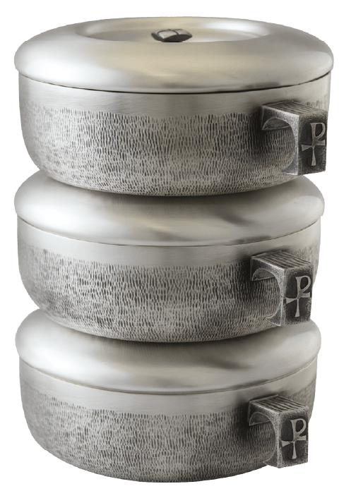 3pc. Stacking Ciboria Set, Silver-ox Gold Line-Textured