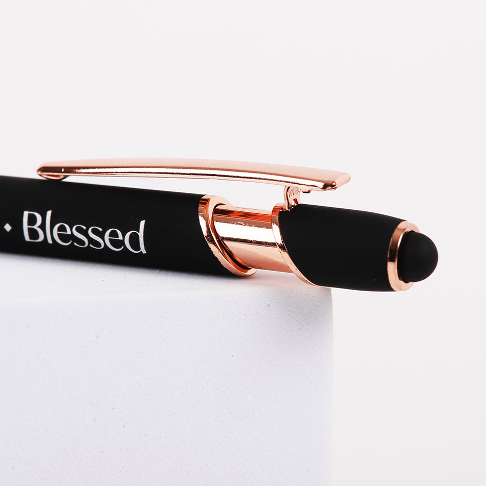 Gift Pen – Engraved Thankful – Black – Stylus Tip