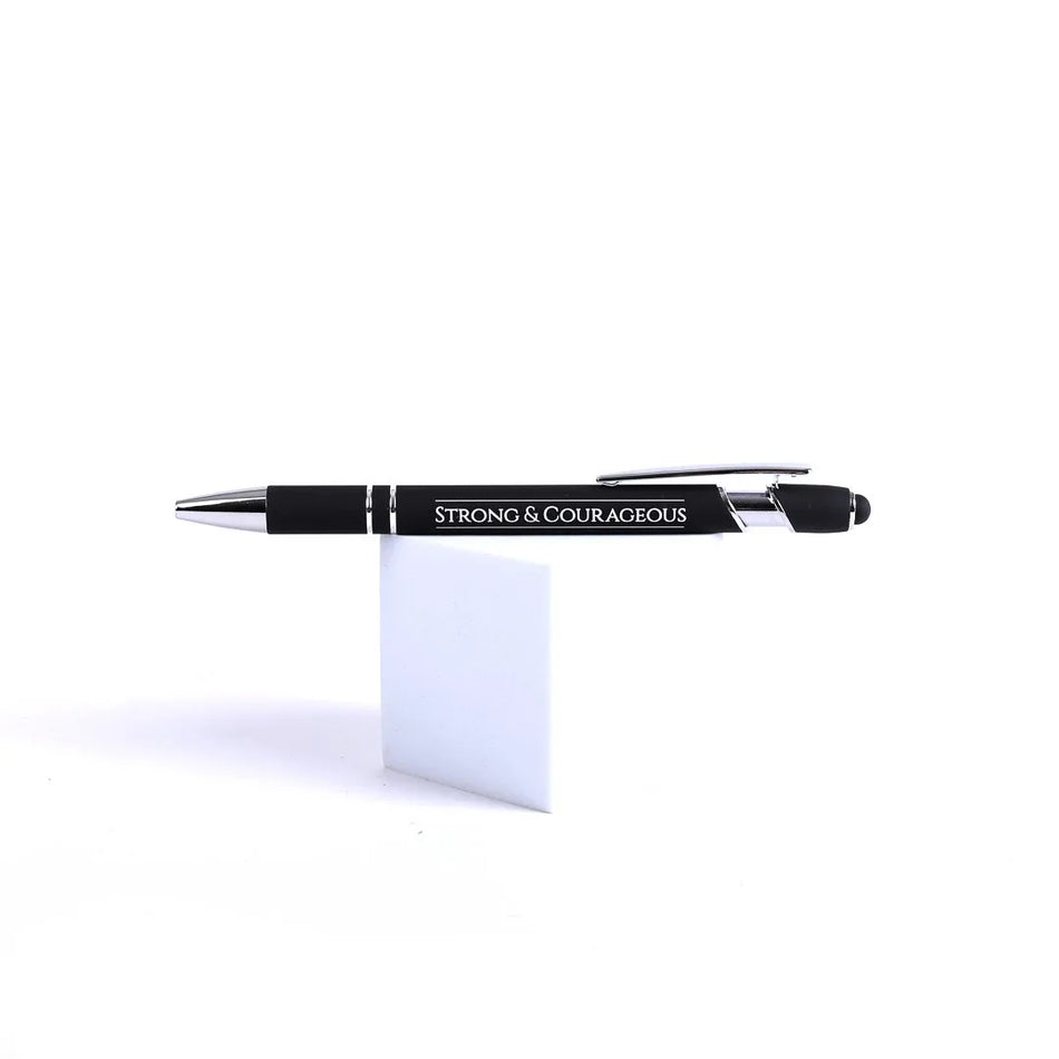 Gift Pen – Strong & Courageous – Black – Stylus Tip