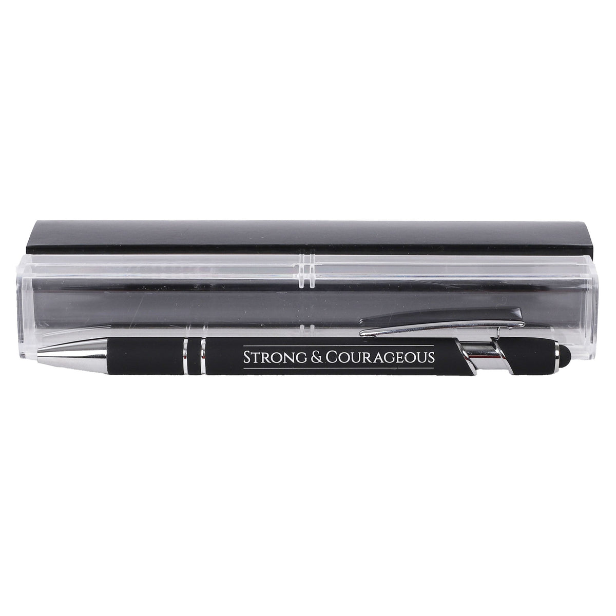 GIFT PEN SOFT TOUCH STRONG & COURAGEOUS BLACK