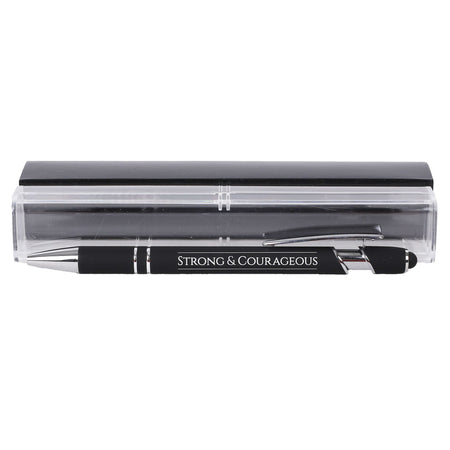 GIFT PEN SOFT TOUCH STRONG & COURAGEOUS BLACK