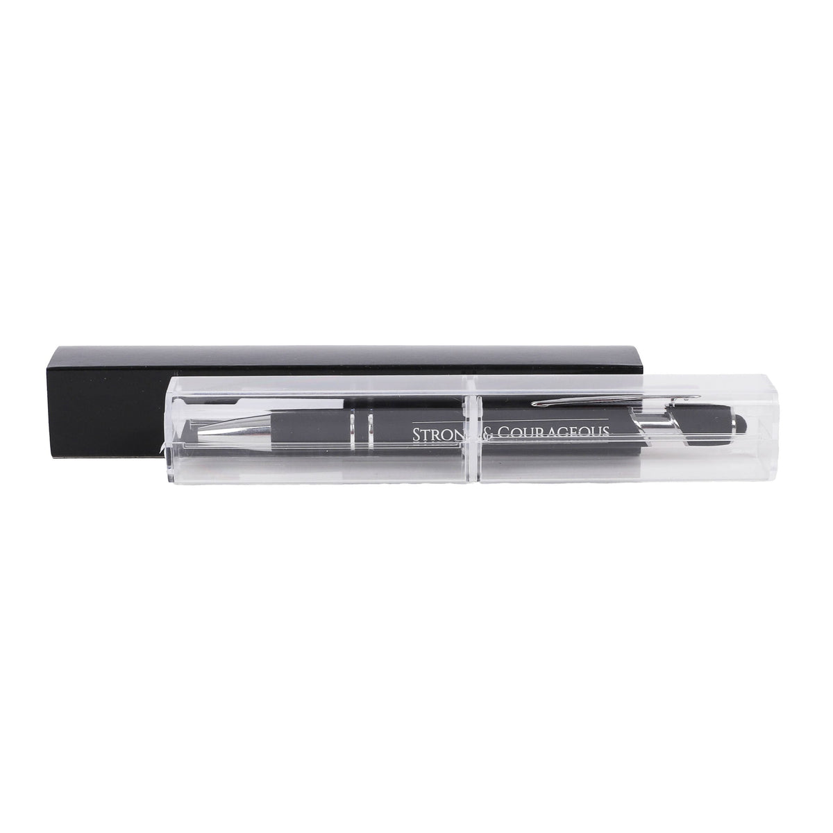 GIFT PEN SOFT TOUCH STRONG & COURAGEOUS BLACK