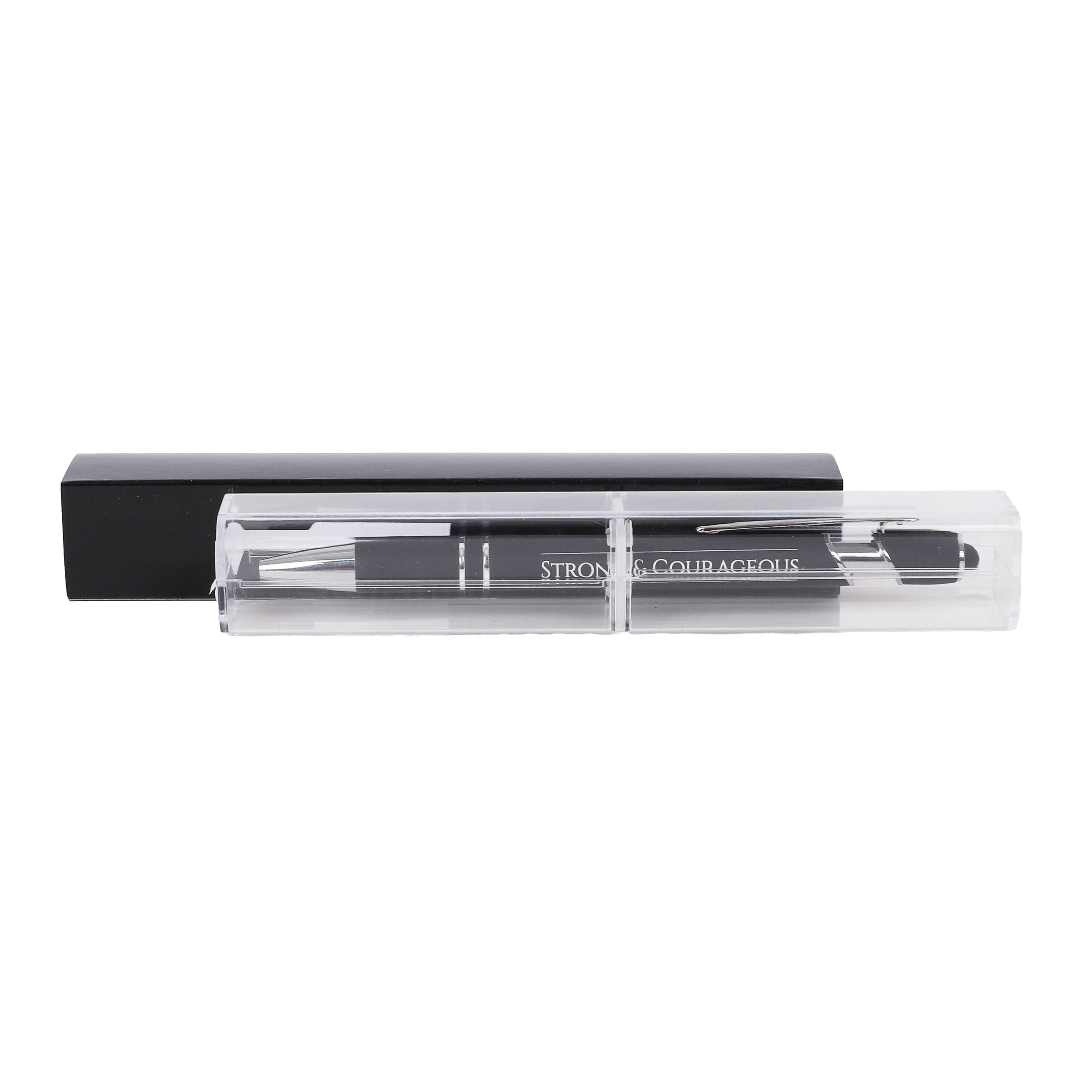 GIFT PEN SOFT TOUCH STRONG & COURAGEOUS BLACK