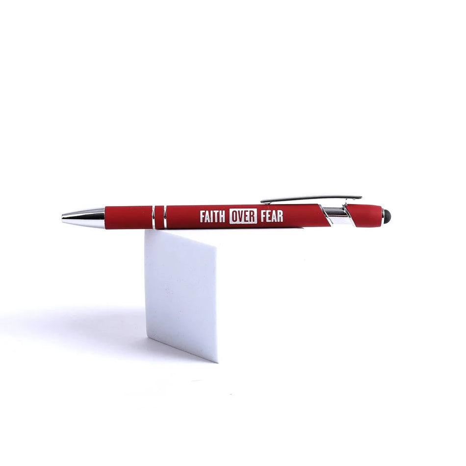 Gift Pen – Faith Over Fear – Dark Red – Stylus Tip