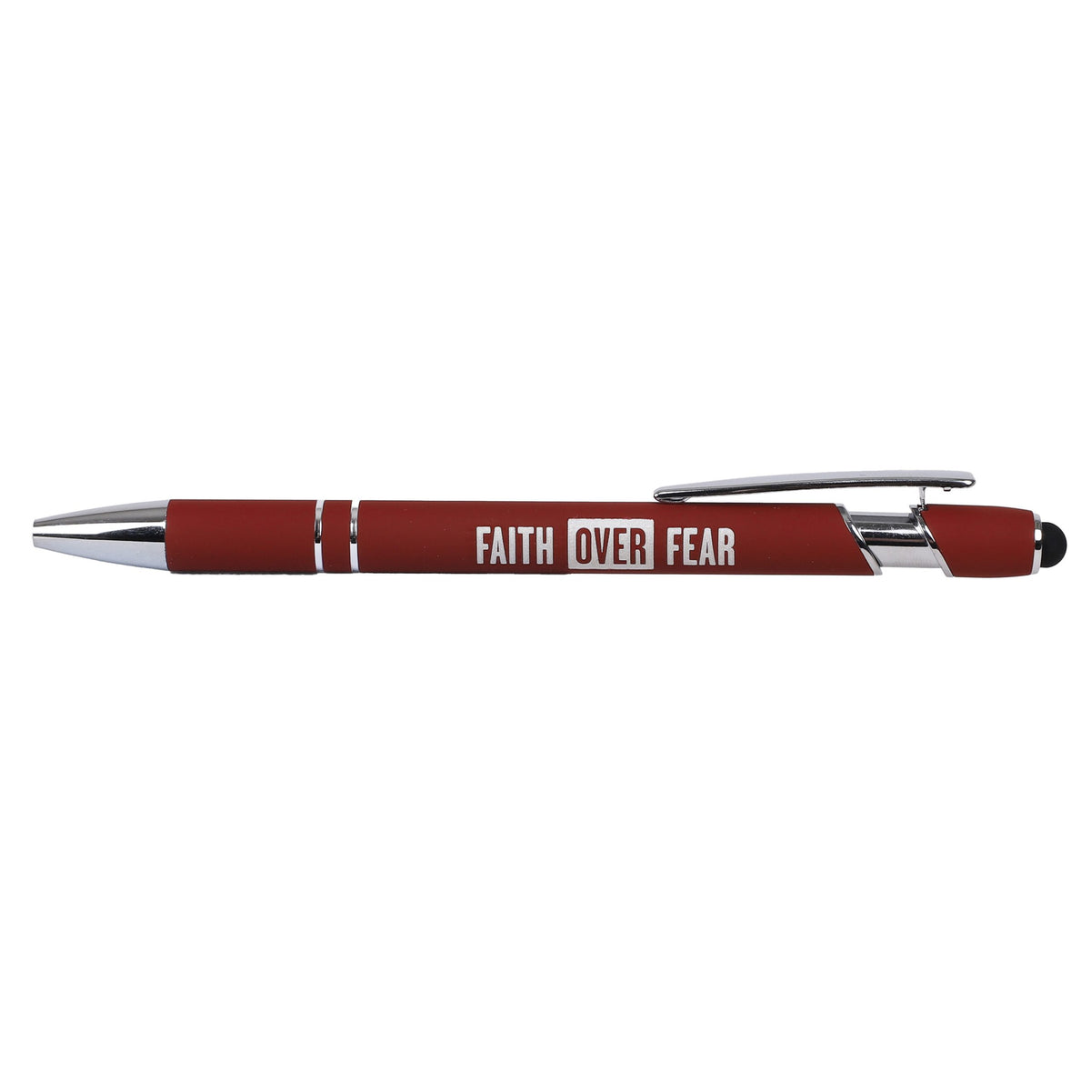 GIFT PEN SOFT TOUCH FAITH OVER FEAR DARK RED