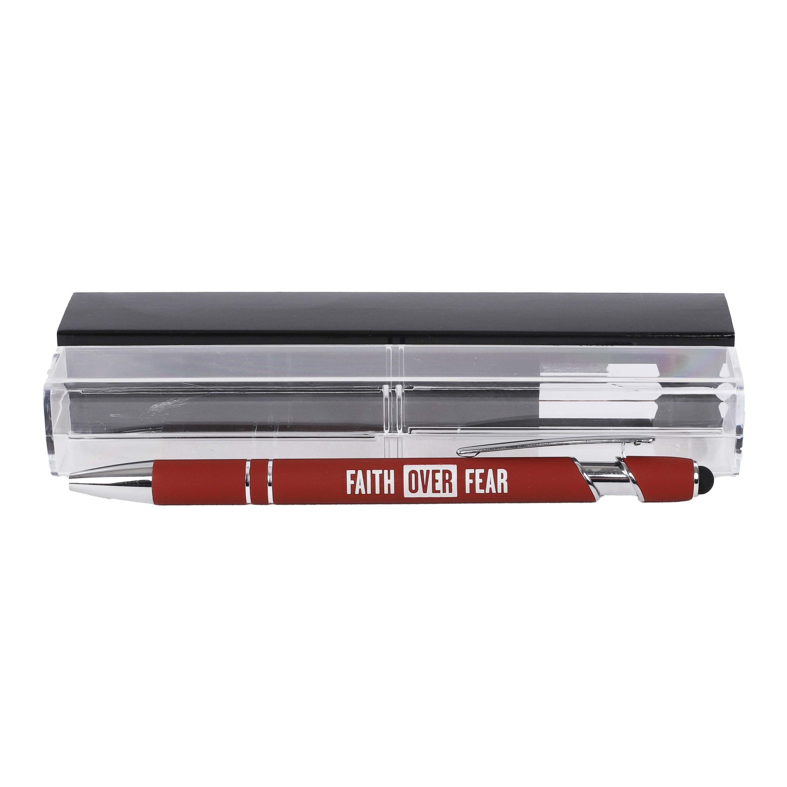 GIFT PEN SOFT TOUCH FAITH OVER FEAR DARK RED