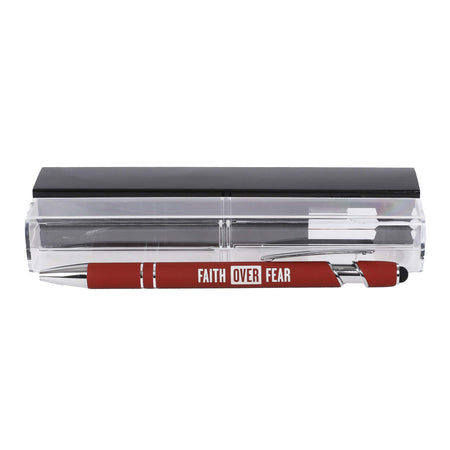 GIFT PEN SOFT TOUCH FAITH OVER FEAR DARK RED