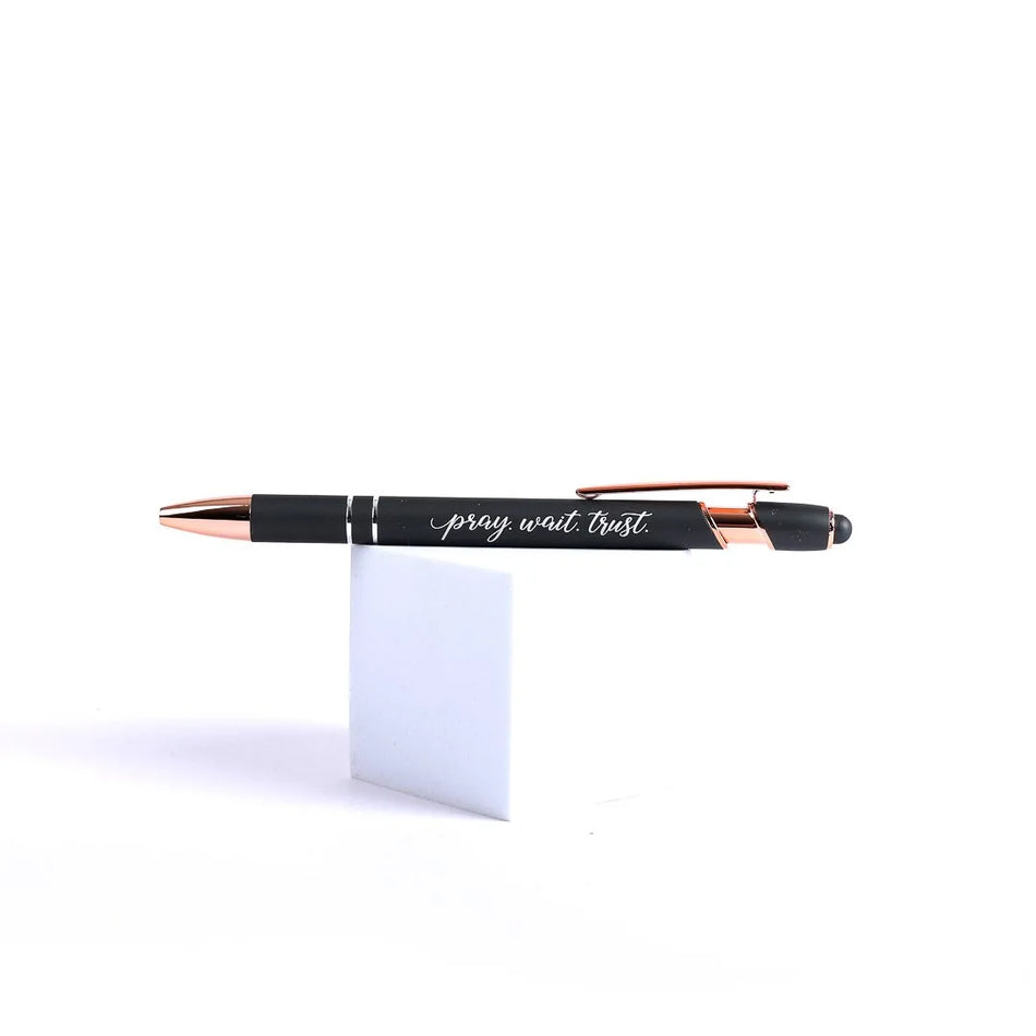 Gift Pen – Pray Wait Trust – Gun Metal – Stylus Tip