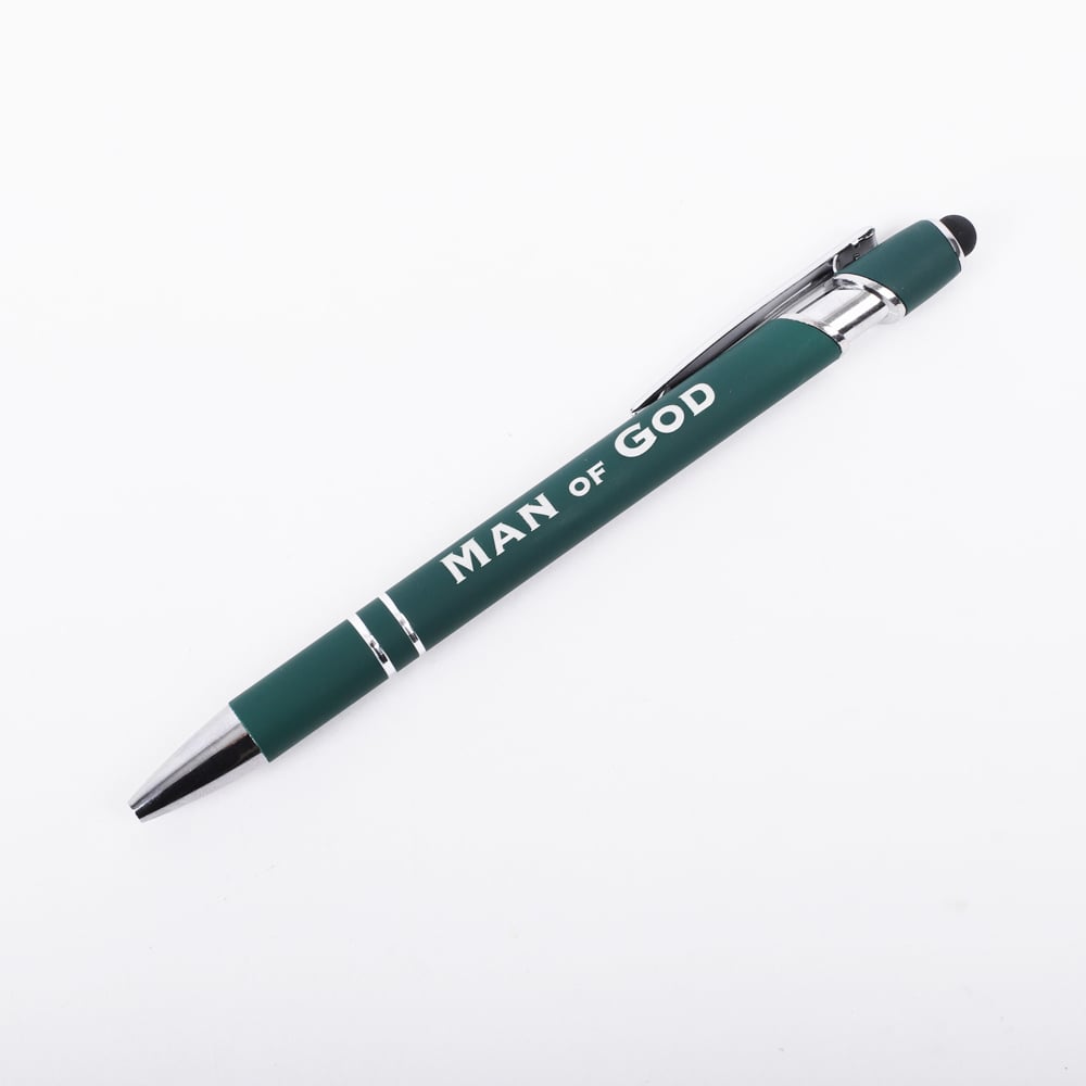 Gift Pen Soft Touch Man of God Green by Swanson Christian Products, product view 2