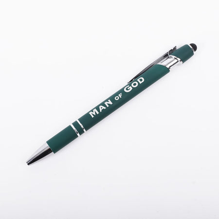 Gift Pen Soft Touch Man of God Green by Swanson Christian Products, product view 2