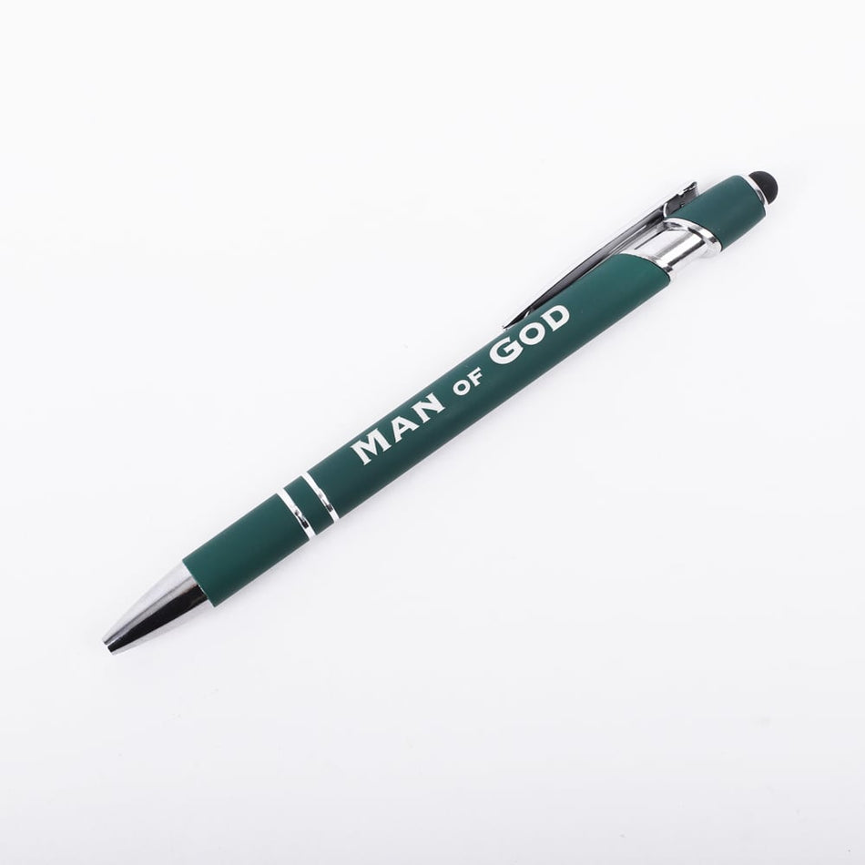 Gift Pen Soft Touch Man of God Green by Swanson Christian Products, product view 2
