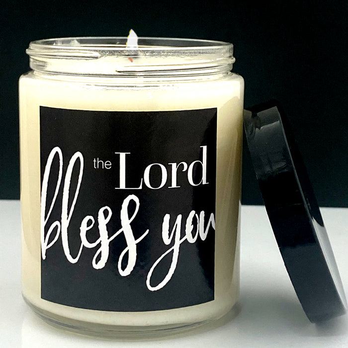 Lord Bless You / Mahogany Teakwood - Glass Candle by Anchor Christian Distributors