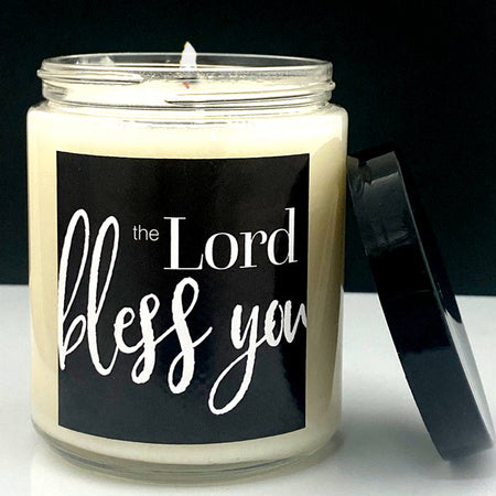 Lord Bless You / Mahogany Teakwood - Glass Candle by Anchor Christian Distributors