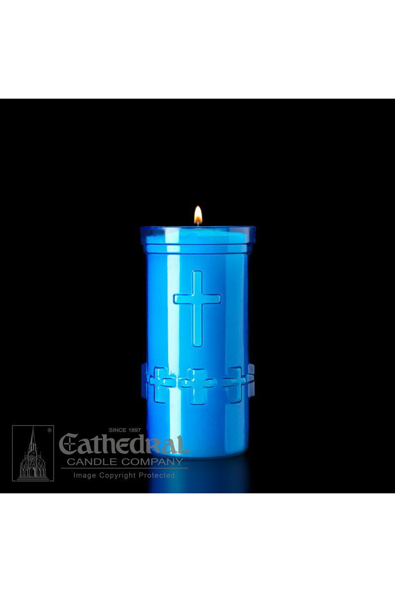 5-Day Blue Raised Cross Candle - UM795-52 by Anchor Christian Distributors