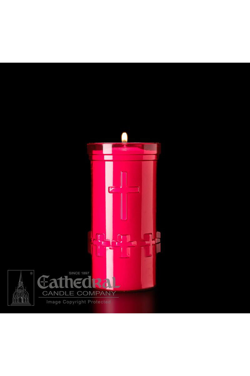 5-Day Ruby Raised Cross Candle - UM795-47 by Anchor Christian Distributors