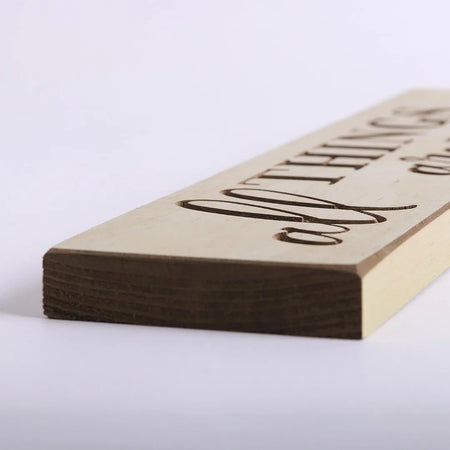 SIGN ENGRAVED WOOD  ALL THINGS ARE POSSIBLE COTTAGE GREEN 3.5X16