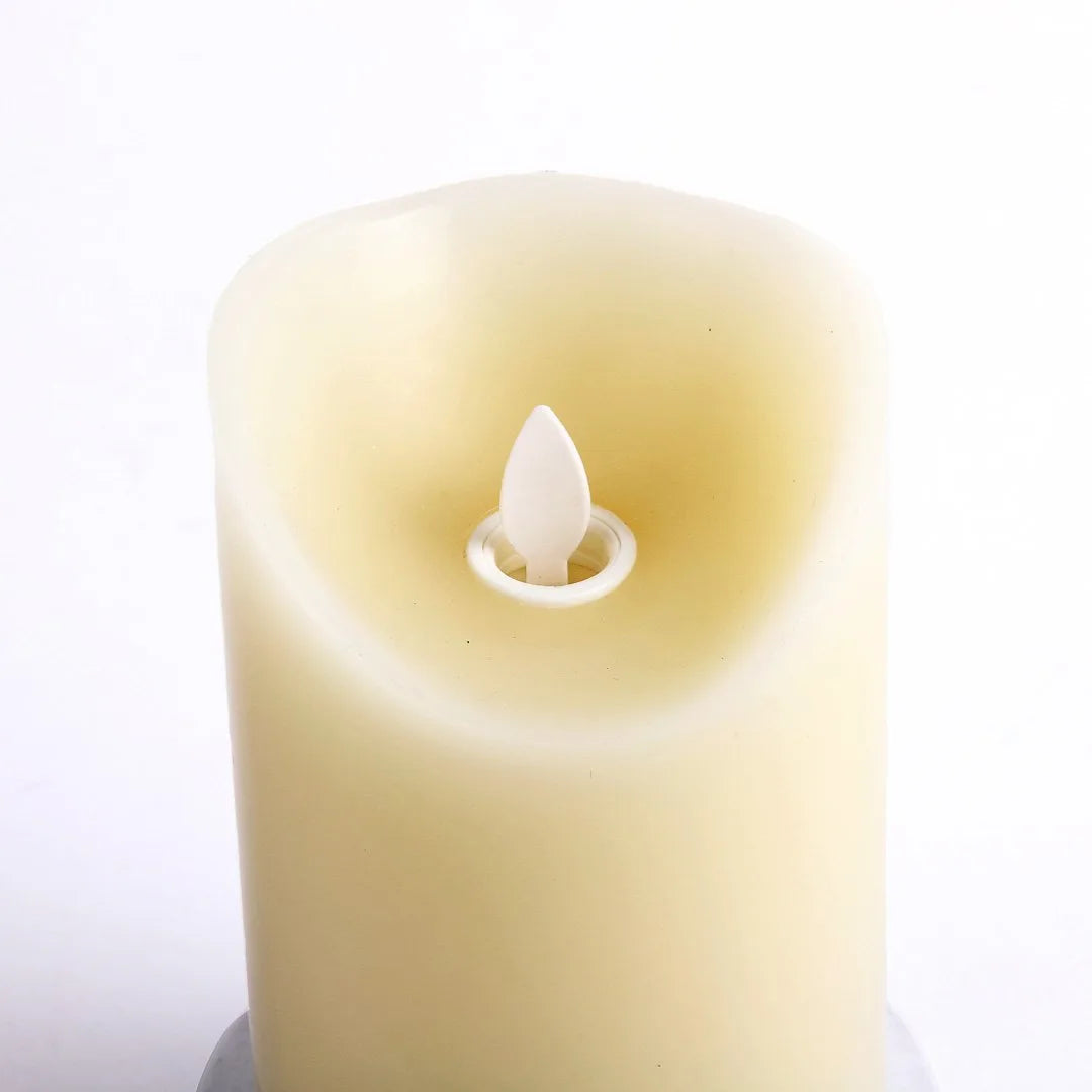 MARVELOUS LIGHTS FLAMELESS CANDLE IVORY W/CROSS 3.25 X 6 IN
