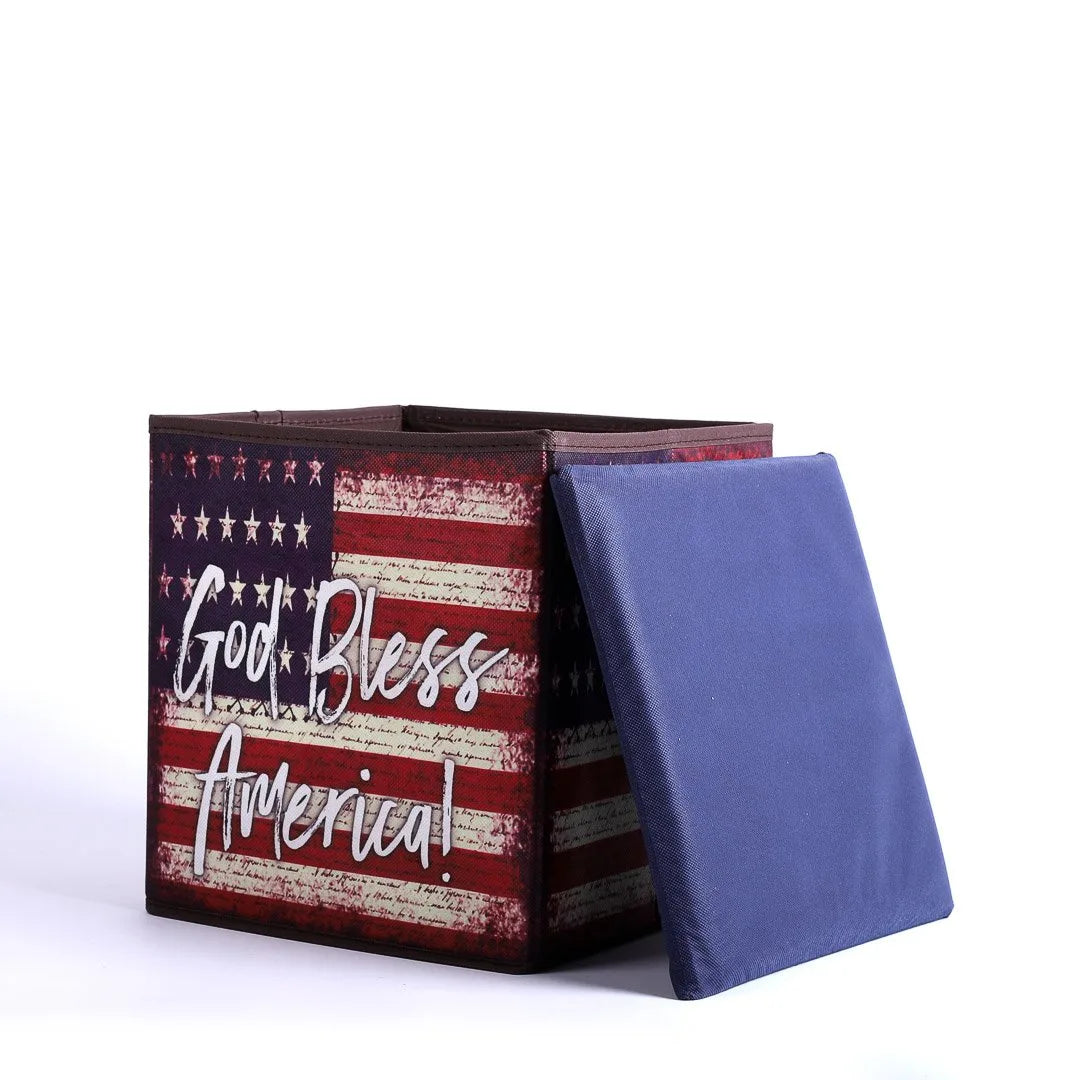 COLLAPSIBLE STORAGE BOX GOD BLESS AMERICA
