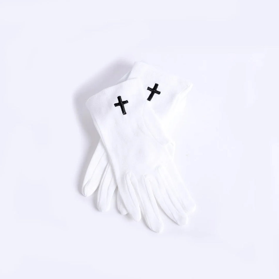 White Glove – Medium- With Black Cross