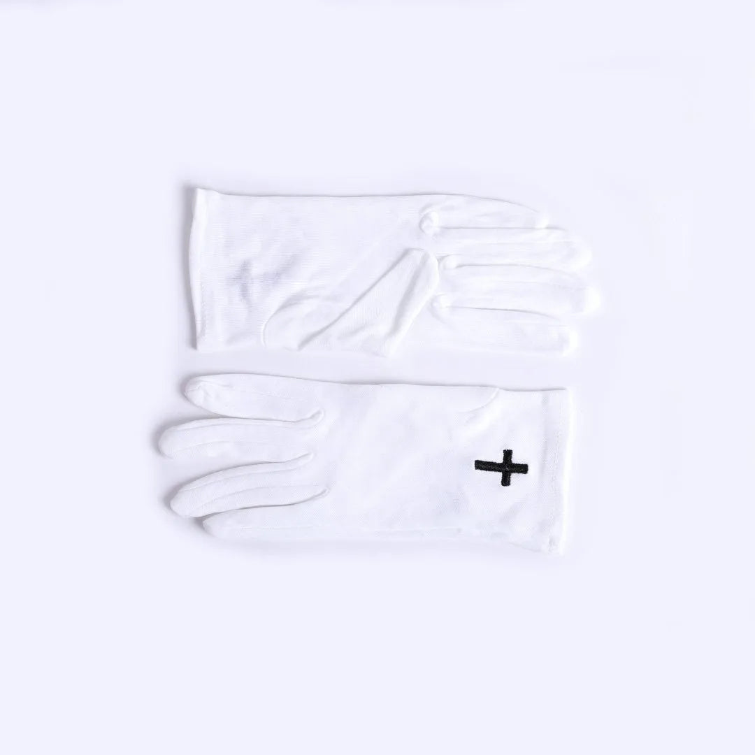 GLOVE WHITE W/ BLACK CROSS M