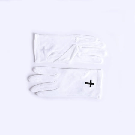 GLOVE WHITE W/ BLACK CROSS M