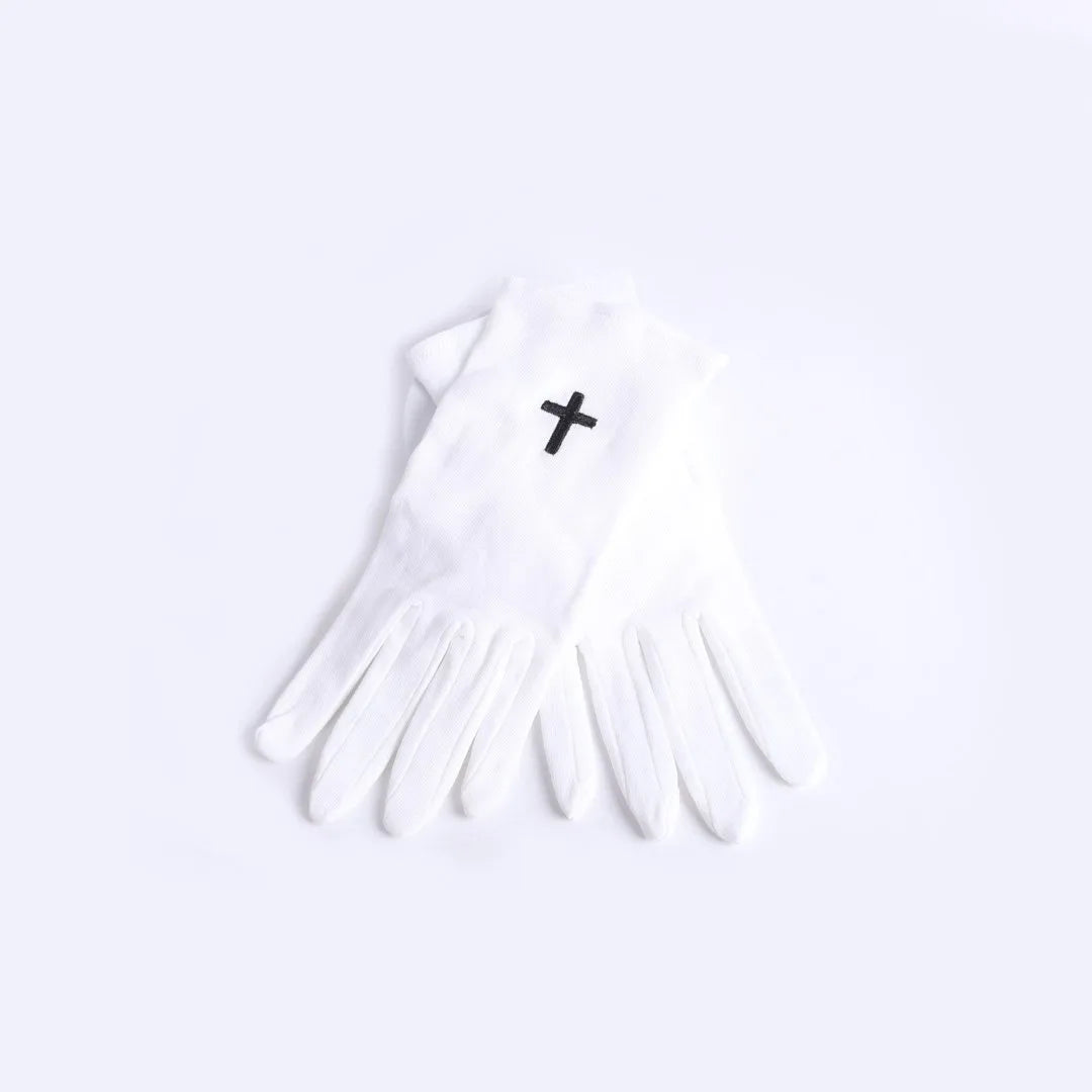 GLOVE WHITE W/ BLACK CROSS L
