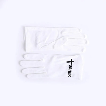 GLOVE WHITE W/ BLACK USHER S