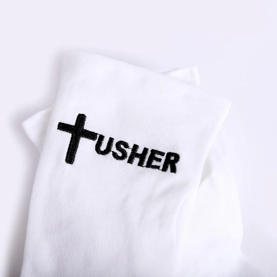 White Usher Glove – Small – Usher and Cross in Black
