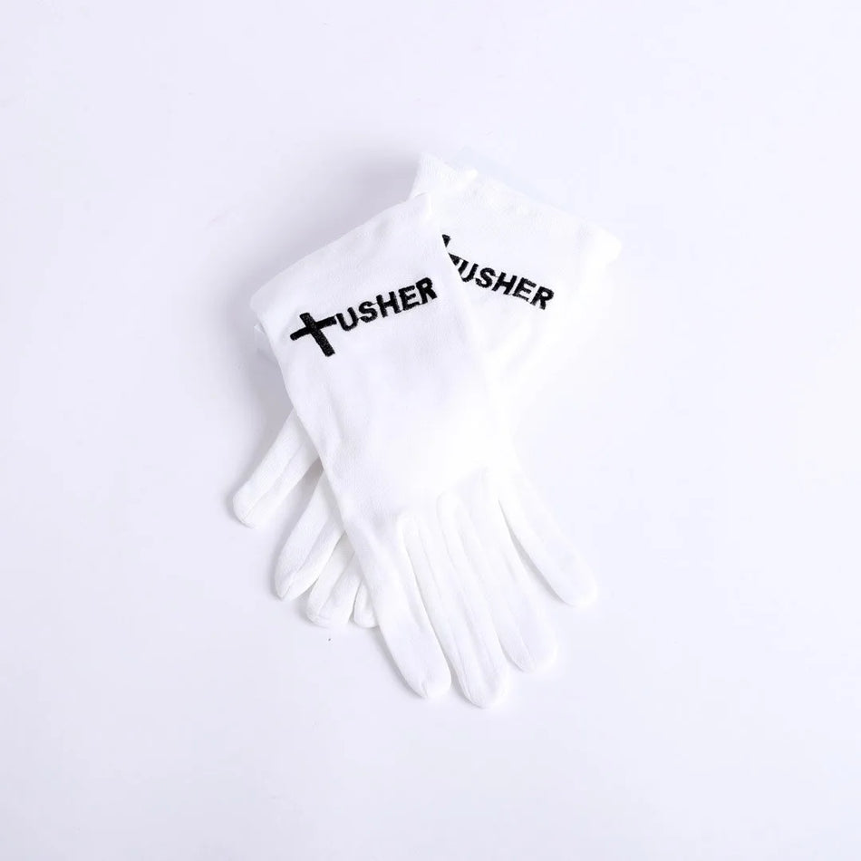 White Usher Glove – Medium – Usher and Cross in Black