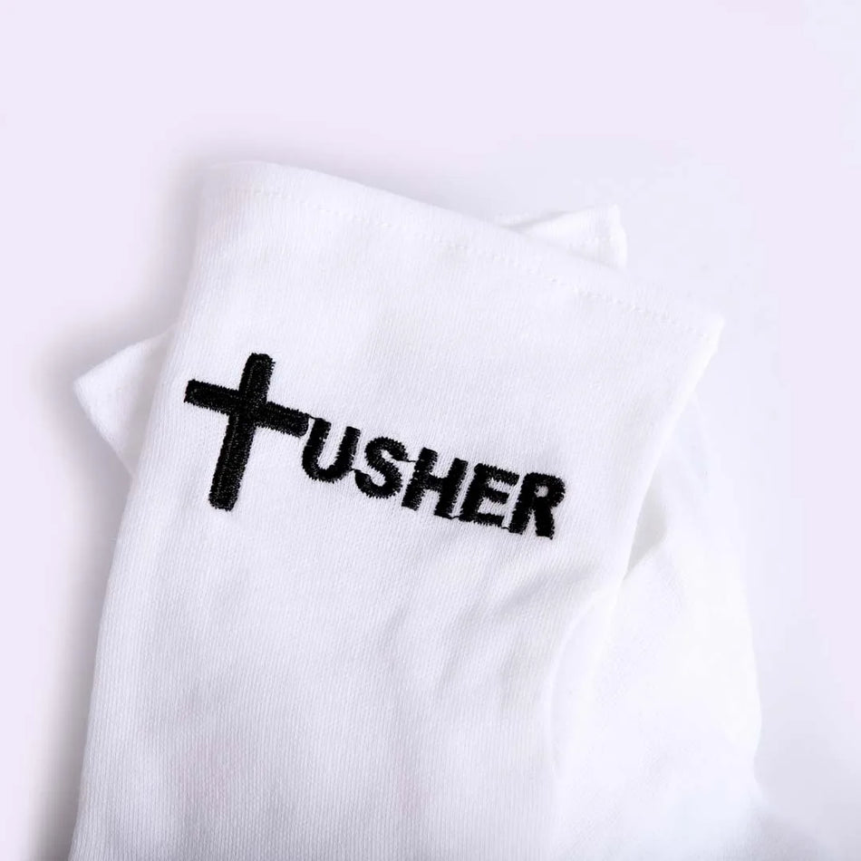 White Usher Glove – Medium – Usher and Cross in Black