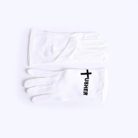 GLOVE WHITE W/ BLACK USHER L