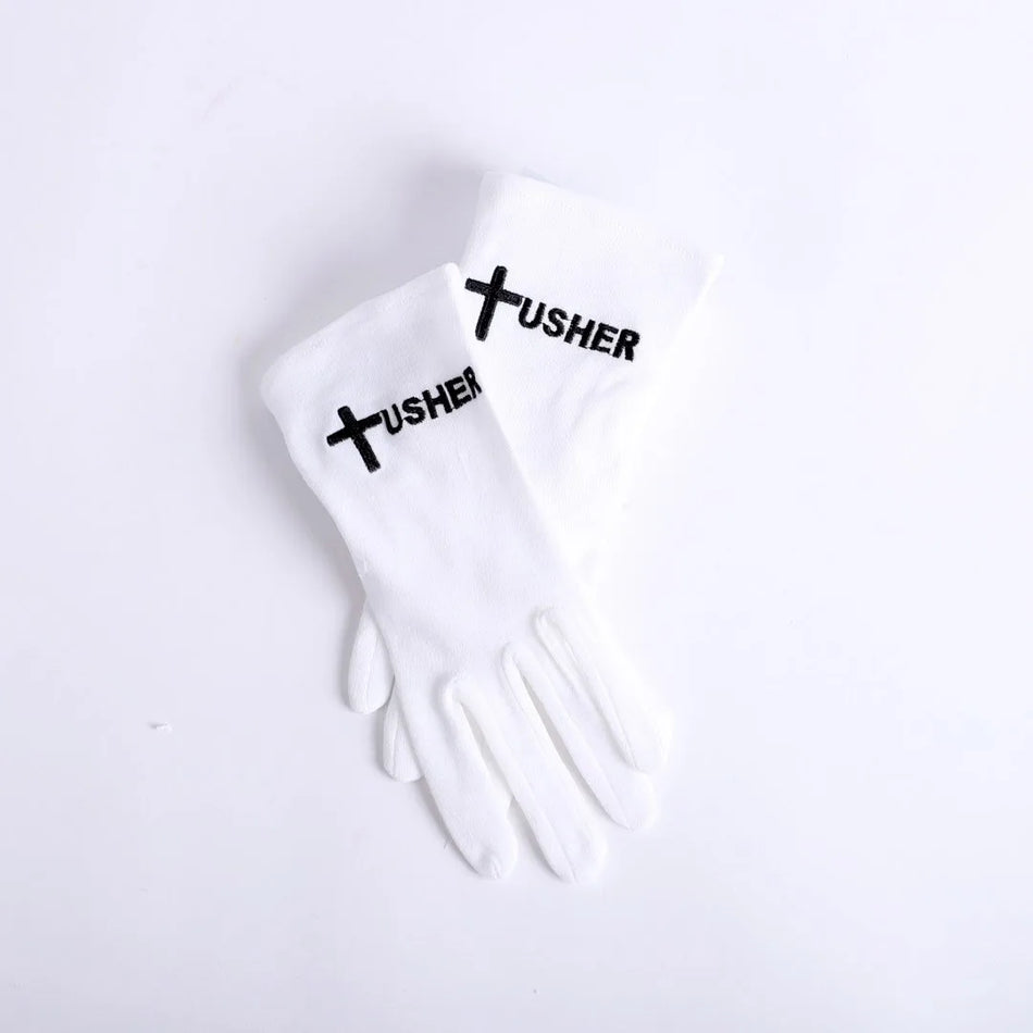 White Usher Glove – Extra-Large – Usher and Cross in Black