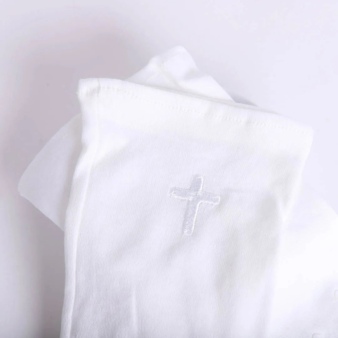 GLOVE WHITE W/ WHITE CROSS S