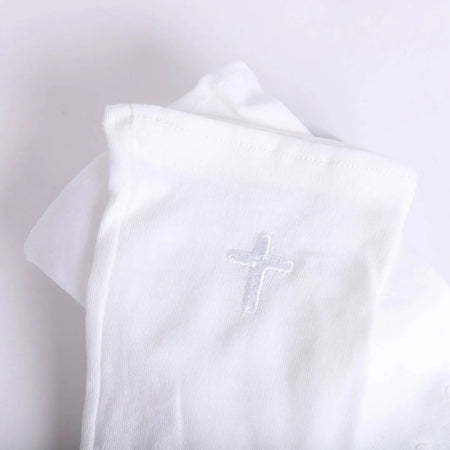 GLOVE WHITE W/ WHITE CROSS S